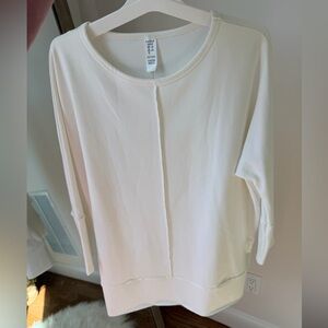 SPANX Cream Long Sleeve Center-Seam Pullover